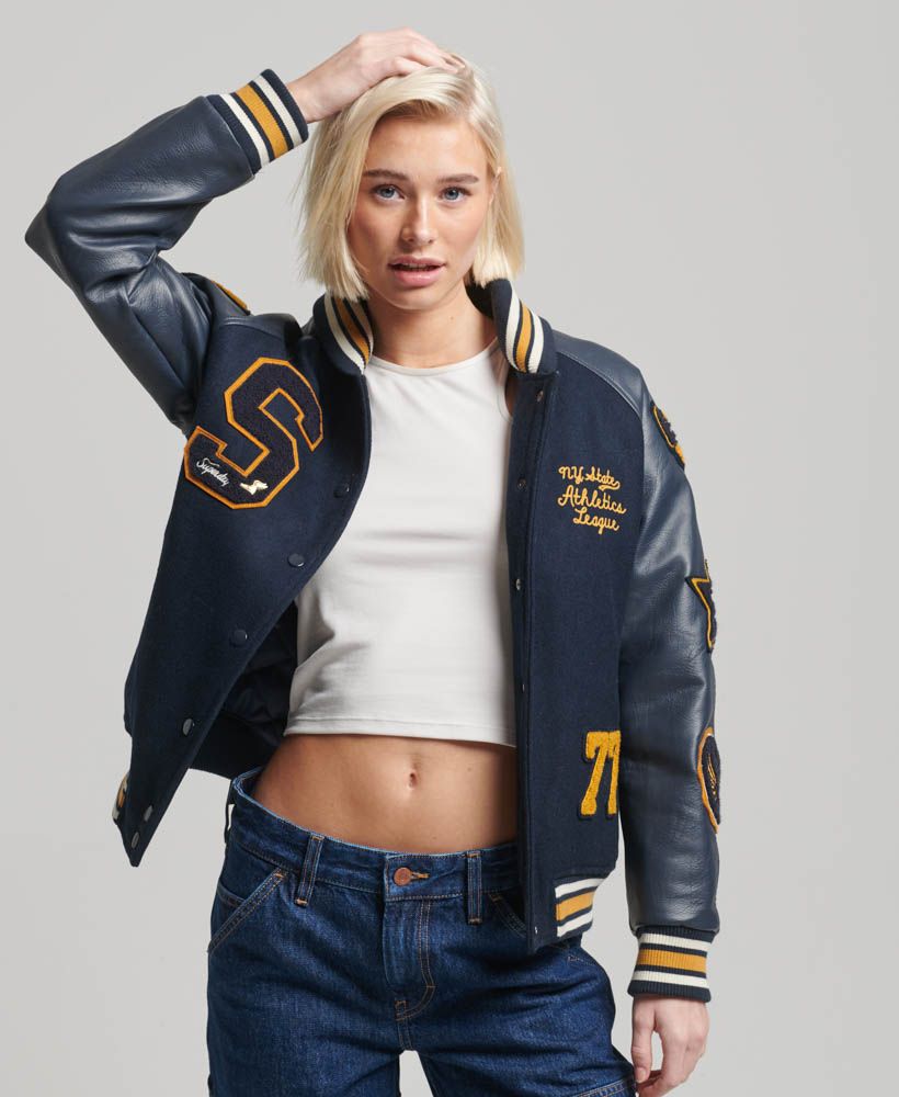 極美品　ADEAM　Varsity Jacket　42595　ネイビー　S Varsity Made San Dimas High School CA Letterman Jacket