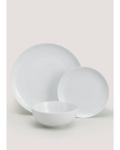 12 Piece Porcelain Dinner Set-White-One Size