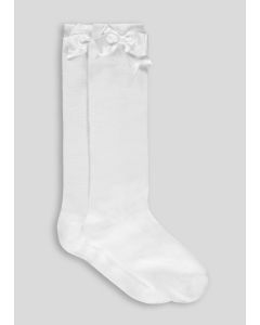 Girls 2 Pack Bow Knee Socks (Younger 6-Older 5.5)