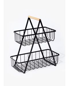 Wire Two Tier Storage Basket (30cm x 28cm)-Black