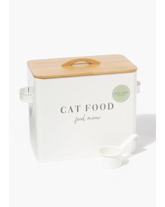 Cat Food Tin & Scoop (22cm x 25.5cm x 15cm)-White