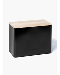 Black Metal Lidded Bread Bin (33Cm X 24Cm)-Black