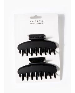 2 Pack Large Hair Clips-Black-One Size