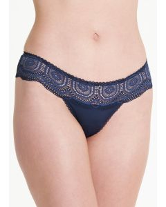 Navy Crochet Lace Thong