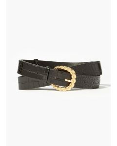 Black Mock Croc Twisted Metal Belt