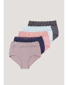 5 Pack Lace Trim Full Knickers