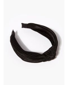 Black Crinkle Knot Hairband-Black-One Size