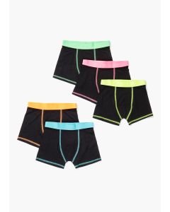 Boys 5 Pack Black Neon Trunks (2-16yrs)