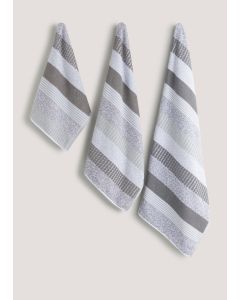 Stripe 100% Cotton Towels-Grey-Hand Towel