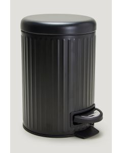 Black Ridged Pedal Bin (26cm x 17cm)-Black