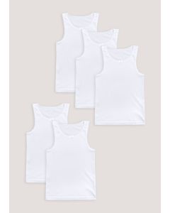 Girls 5 Pack White Vests (2-11yrs)