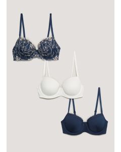 Three pack Plain & Embroidered Bras