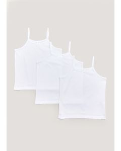 Girls 3 Pack White Cami Vests (2-13yrs)