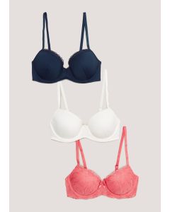 3 Pack Plain & Embroidered Bras