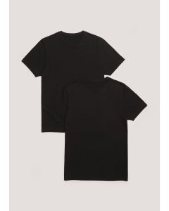 2 Pack Black T-Shirt Vests - Black - XXL