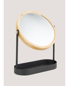 Metal & Bamboo Mirror (19cm x 25cm x 8cm)-Black-One Size