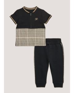 Boys Beige Check Jacquard Formal Set