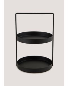 Metal 2 Tier Circle Caddy (30cm x 20cm x 21cm)-Black-One Size