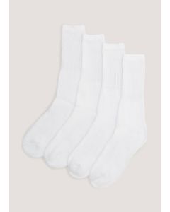 4 Pack White Sports Socks