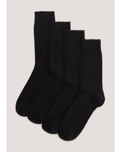 4 Pack Plain Black Socks