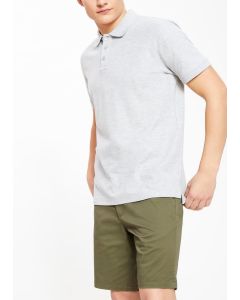 Grey Short Sleeve Pique Polo Shirt