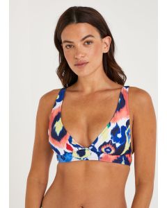 Multicoloured Print High Apex Bikini Top