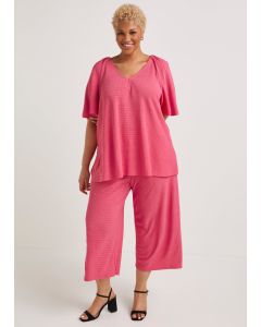 Papaya Curve Plisse Cropped Trousers