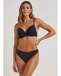 Navy Daisy Lace High Leg Knickers