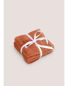 4 Pack Orange 100% Egyptian Cotton Face Cloths-Brown-One Size