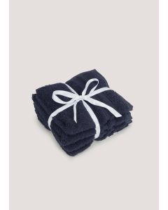 4 Pack 100% Egyptian Cotton Face Cloths-Navy-One Size