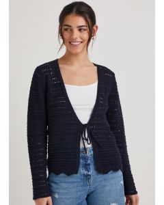 Navy Tie Front Cardigan