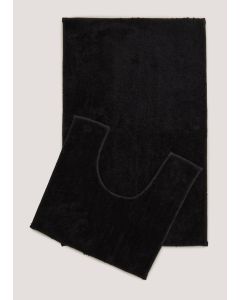 Quick Dry Bath & Pedestal Mat - Black - One Size