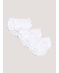 Girls 3 Pack White Frill Knickers (Newborn-23mths)