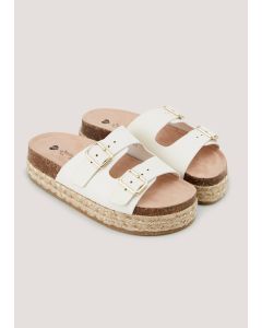 Girls White Buckle Footbed Sandals (Younger 13-Older 5)