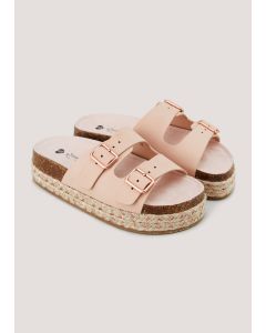 Girls Pink Buckle Footbed Sandals (Younger 13-Older 5)