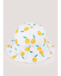 White Lemon Print Baby Sun Hat (Newborn-24mths)