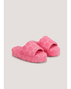 Girls Pink Towelling Sliders (Younger 10-Older 5)