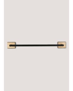 Black Metal & Wood Towel Rack (51cm x 9cm x 5.5cm)