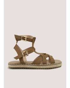 Taupe Whipstitch Gladiator Sandals