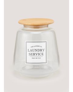 Large The Laundry Co Glass Jar (17cm x 15.5cm)-Clear