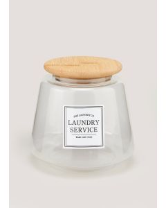 Small The Laundry Co Glass Jar (13.5cm x 12cm)-Clear