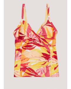 Orange Leaf Print Tankini Top