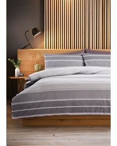 Seersucker Stripe Reversible Duvet Cover - Grey - Single