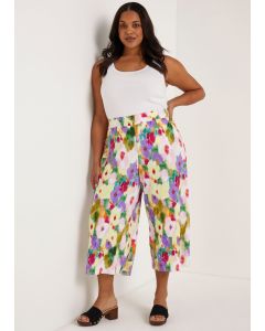 Papaya Curve Multicoloured Floral Wide Leg Cropped Trousers - Multi - 20