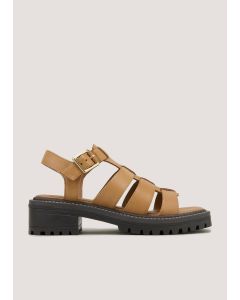 Tan Leather Chunky Gladiator Sandals