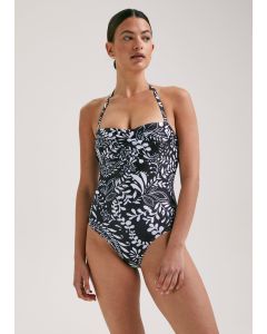 Black & White Leaf Print Swimsuit