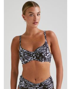 DD+ Black Leaf Print Bikini Top