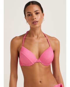 Pink Crinkle Super Enhance Bikini Top