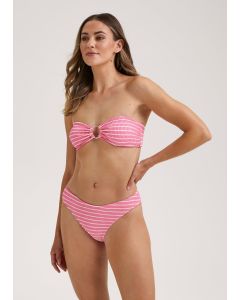 Pink Stripe Crinkle Bikini Bottoms