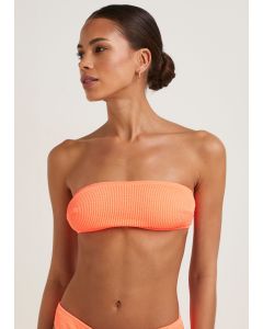 Coral Crinkle Bandeau Bikini Top